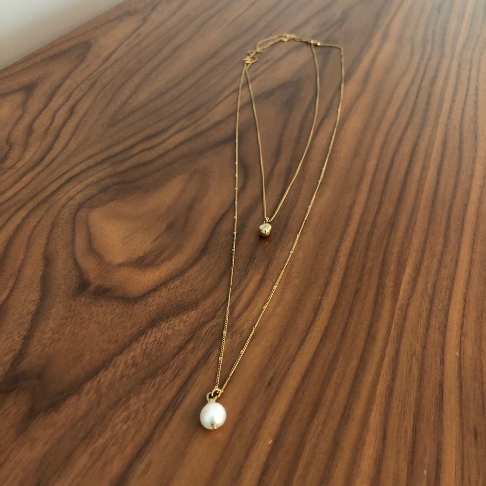 Stella & Dot Layered Pearl Drop Necklace